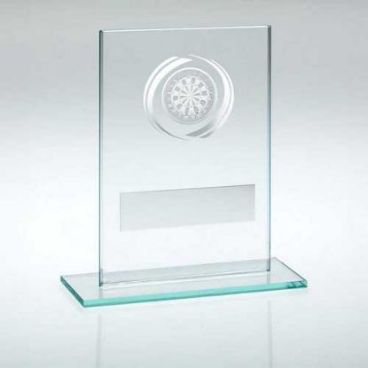 JADE/SILVER GLASS WITH DARTS INSERT AND PLATE