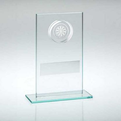 JADE/SILVER GLASS WITH DARTS INSERT AND PLATE
