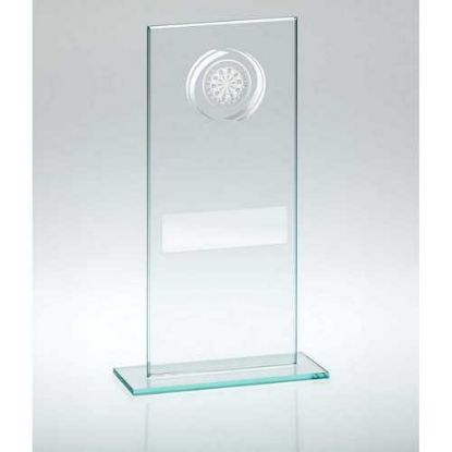 JADE/SILVER GLASS WITH DARTS INSERT AND PLATE