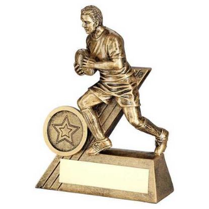 BRZ/GOLD MALE RUGBY MINI FIGURE WITH PLATE