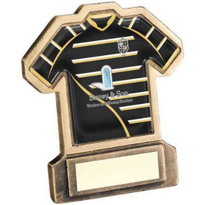 BRZ/GOLD RESIN RUGBY SHIRT WITH PLATE - (SHIRT D)