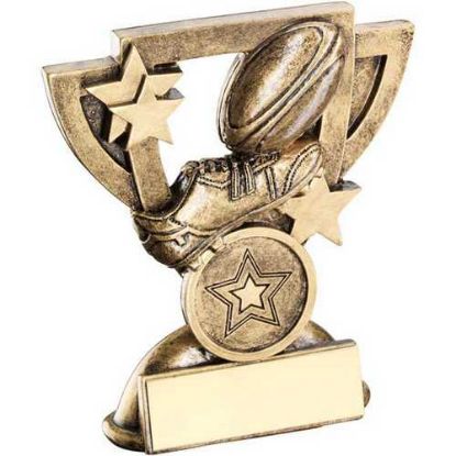 BRZ/GOLD RUGBY MINI CUP WITH PLATE