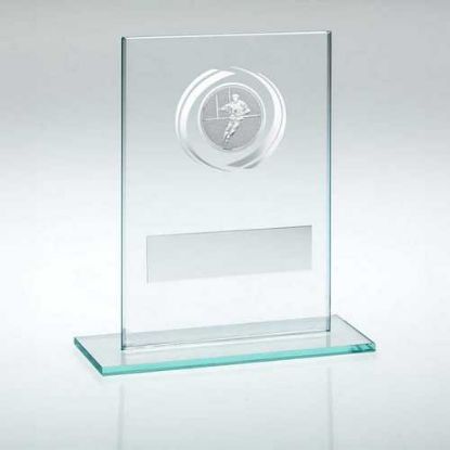 JADE/SILVER GLASS WITH RUGBY INSERT AND PLATE