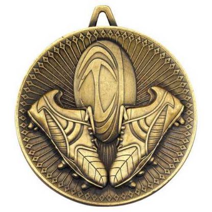 RUGBY DELUXE MEDAL ANTIQUE GOLD
