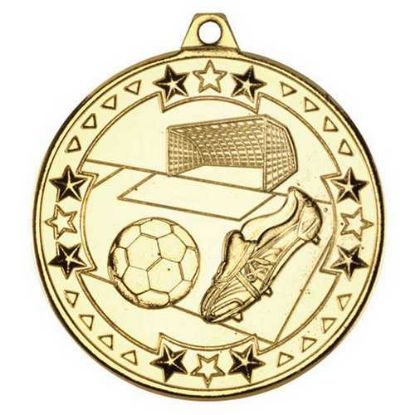 FOOTBALL TRI STAR MEDAL GOLD