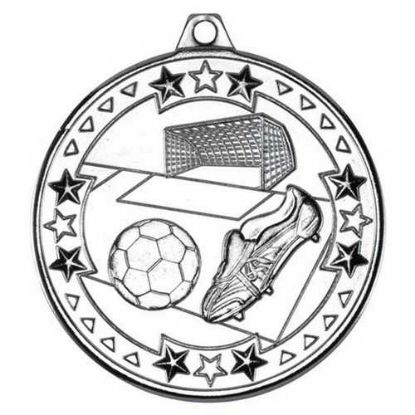 FOOTBALL TRI STAR MEDAL SILVER