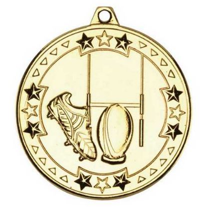 RUGBY TRI STAR MEDAL GOLD
