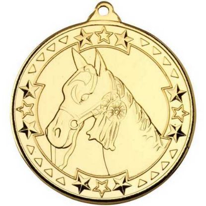HORSE TRI STAR MEDAL GOLD