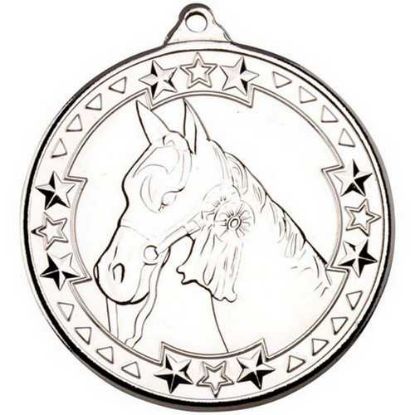 HORSE TRI STAR MEDAL SILVER
