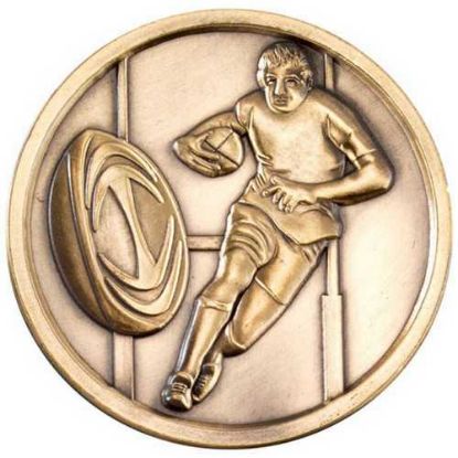 RUGBY MEDALLION ANTIQUE GOLD