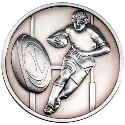 RUGBY MEDALLION ANTIQUE SILVER