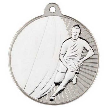 RUGBY TWO COLOUR MEDAL MATT SILVER/SILVER