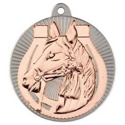 HORSE TWO COLOUR MEDAL MATT SILVER/BRONZE