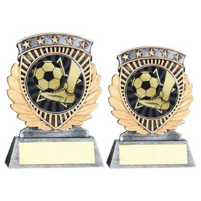 PEW GOLD 5 STAR HOLDER WITH VINYL FOOTBALL INSERT & PLATE