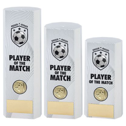WHITE PLASTIC FILLED COLUMN FOOTBALL PLAYER OF THE MATCH