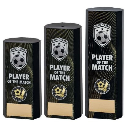 BLACK PLASTIC FILLED COLUMN FOOTBALL PLAYER OF THE MATCH