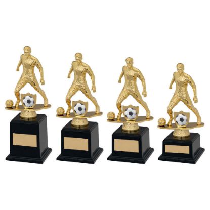 GOLD BLACK PLASTIC MALE FOOTBALL FIGURE ON FILLED BASE