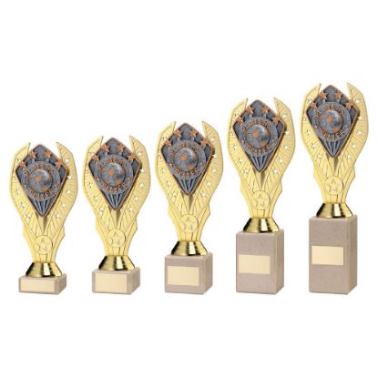 GOLD HOLDER + PLAYERS' PLAYER DISC & CREAM MARBLE TROPHY