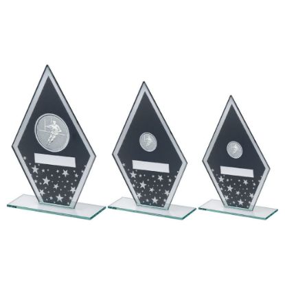 GREY/SILVER PRINTED GLASS DIAMOND WITH RUGBY CENTRE AND PLATE