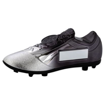 FILLED PLASTIC FOOTBALLL BOOT IN SILV/BLACK WITH PLATE (1" CEN)