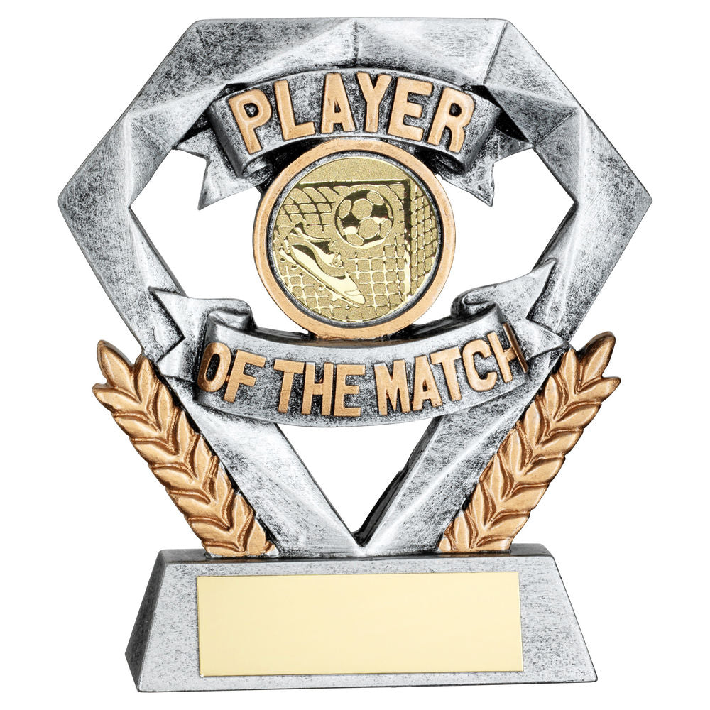 PEW GOLD PLAYER OF THE MATCH MINI DIAMOND WITH FOOTBALL INSERT & PLATE