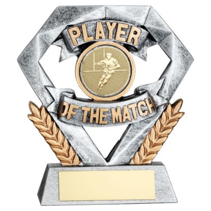 PEW/GOLD PLAYER OF THE MATCH MINI DIAMOND WITH RUGBY INSERT & PLATE