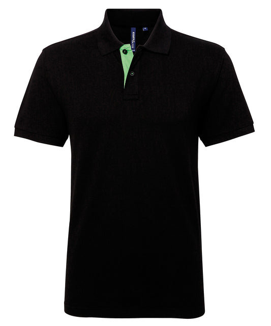 Asquith & Fox AQ012 Men's classic fit contrast polo in Black/Lime