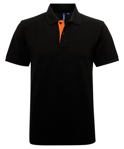 Asquith & Fox AQ012 Men's classic fit contrast polo in Black/Orange