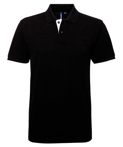 Asquith & Fox AQ012 Men's classic fit contrast polo in Black/White