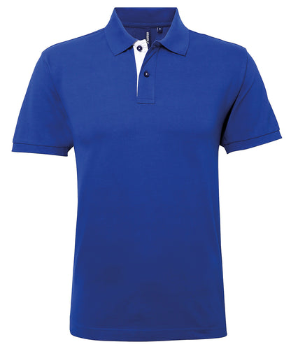 Asquith & Fox AQ012 Men's classic fit contrast polo in Royal/White