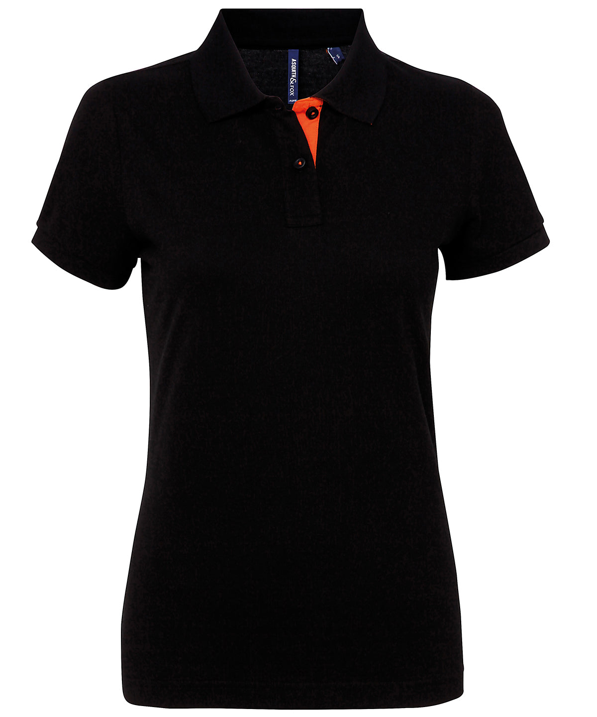 Asquith & Fox AQ022 Women's contrast polo in Black/Orange