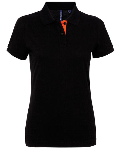Asquith & Fox AQ022 Women's contrast polo in Black/Orange