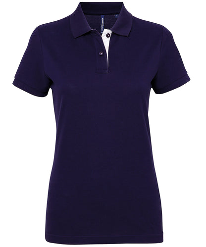Asquith & Fox AQ022 Women's contrast polo in Navy/White
