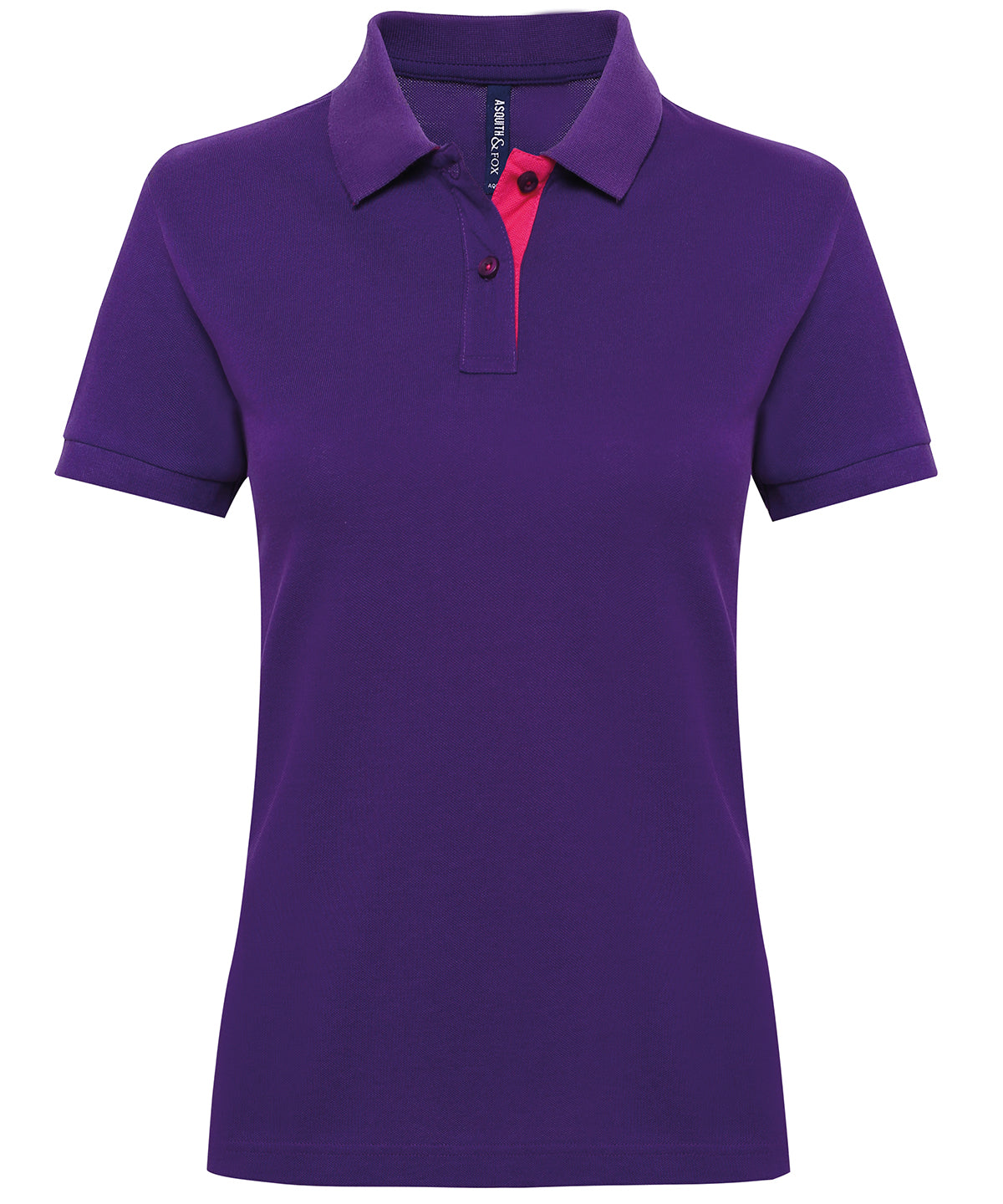 Asquith & Fox AQ022 Women's contrast polo in Purple/Pink