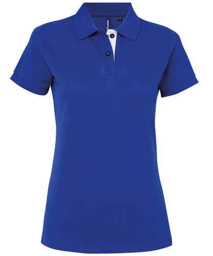 Asquith & Fox AQ022 Women's contrast polo in Royal/White