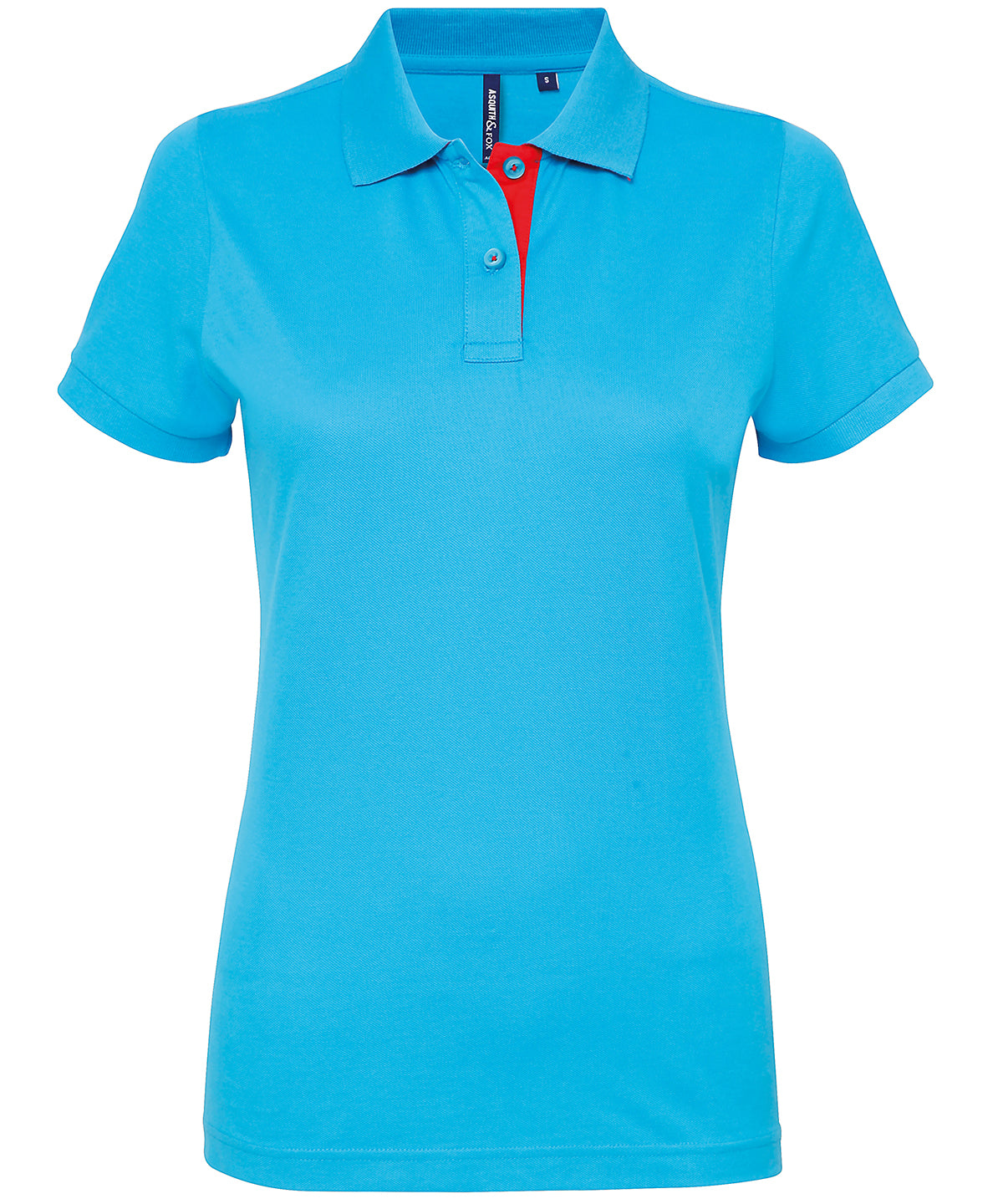 Asquith & Fox AQ022 Women's contrast polo in Turquoise/Red