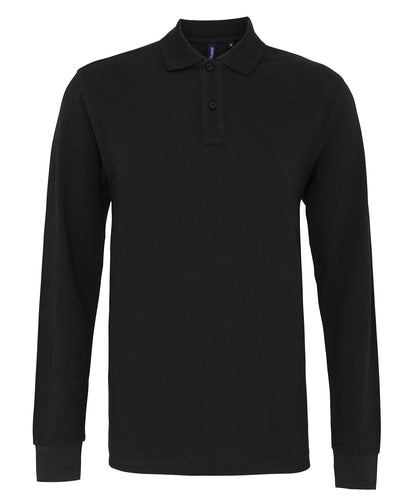 Asquith & Fox AQ030 Men's classic fit long sleeved polo in Black