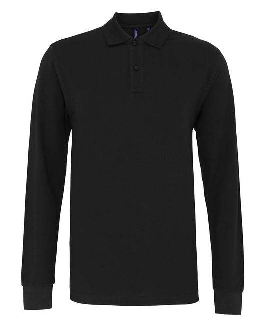 Asquith & Fox AQ030 Men's classic fit long sleeved polo in Black