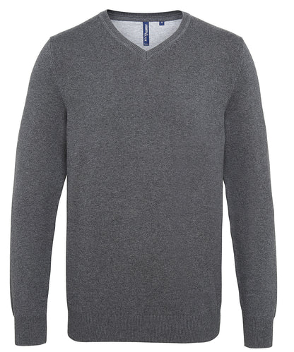 Asquith & Fox AQ042 Men's cotton blend v-neck sweater in Charcoal