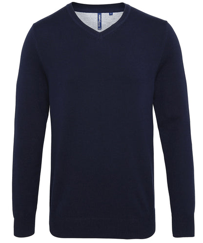 Asquith & Fox AQ042 Men's cotton blend v-neck sweater in French Navy