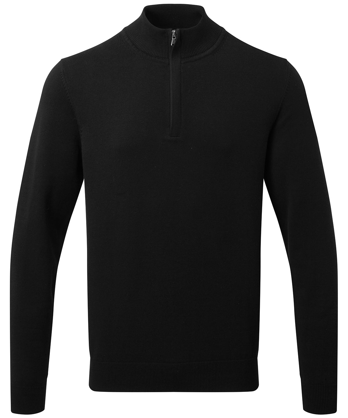 Asquith & Fox AQ048 Men's cotton blend ¼ zip sweater in Black