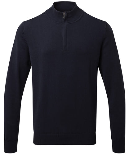 Asquith & Fox AQ048 Men's cotton blend ¼ zip sweater in French Navy