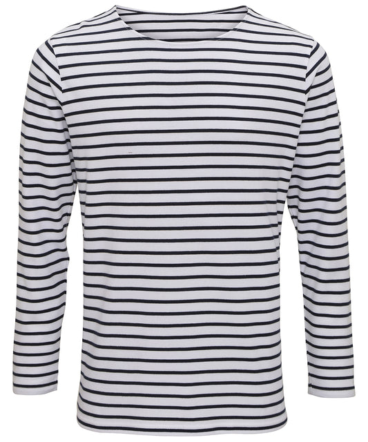 Asquith & Fox AQ070 Men's Marinière coastal long sleeve tee in White/Navy