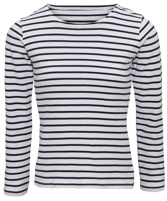 Asquith & Fox AQ071 Women's Marinière coastal long sleeve tee in White/Navy
