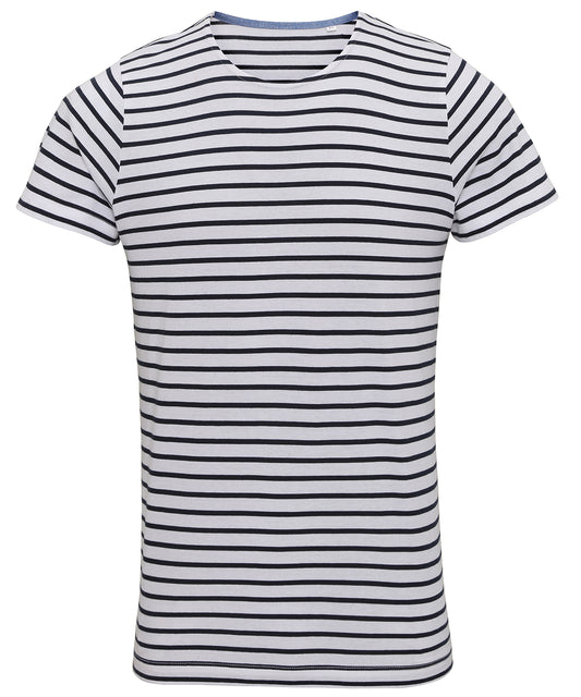 Asquith & Fox AQ072 Men's Marinière coastal short sleeve tee in White/Navy