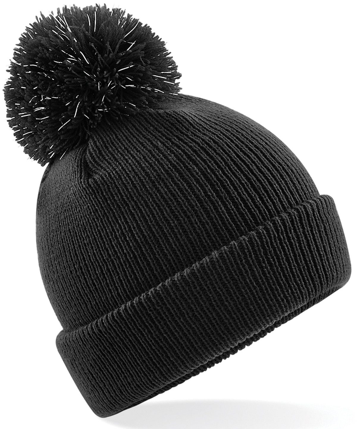 Beechfield B406B Junior reflective bobble beanie in Black