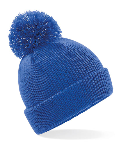Beechfield B406B Junior reflective bobble beanie in Bright Royal