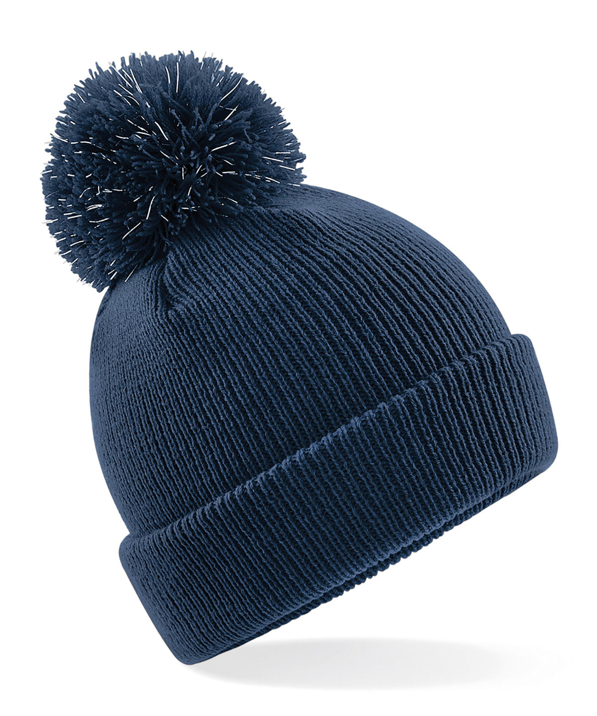 Beechfield B406B Junior reflective bobble beanie in French Navy