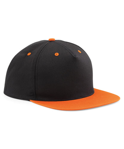 Beechfield B610C 5-panel contrast snapback in Black/Orange