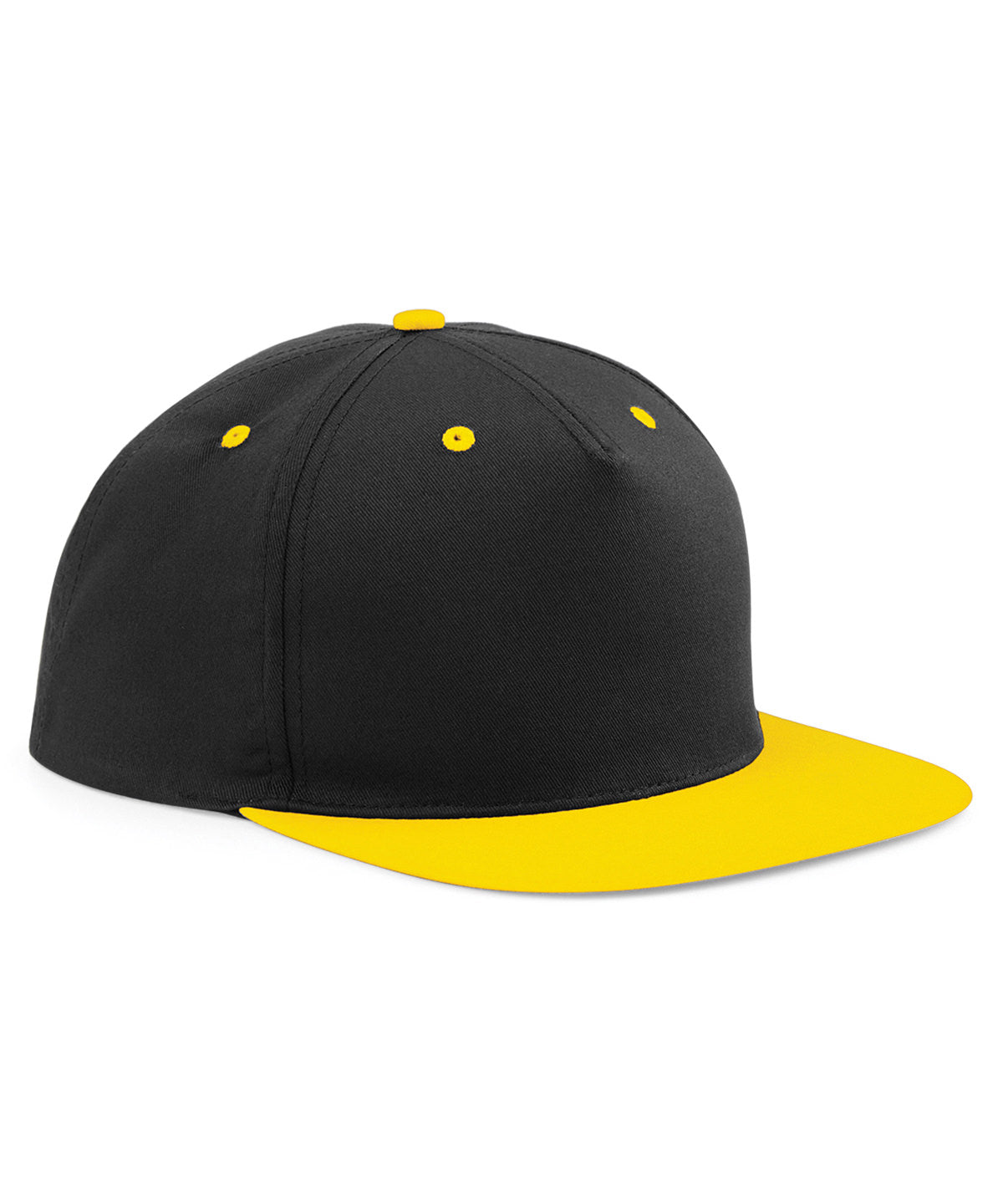 Beechfield B610C 5-panel contrast snapback in Black/Yellow